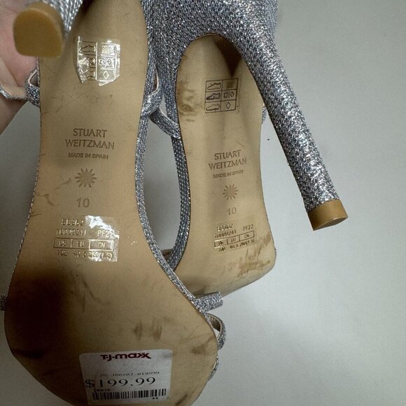 Stuart Weitzman Starla 105 Sparkle Silver Heel Size 10 - Picture 7 of 10